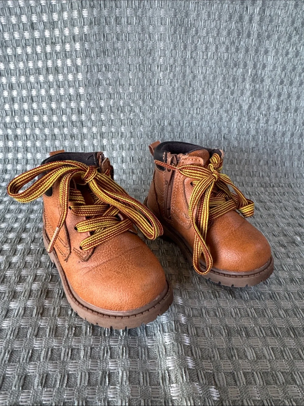 Carter’s Roy Toddler Boys Work Boots Size 5 Tan Brown Faux Leather